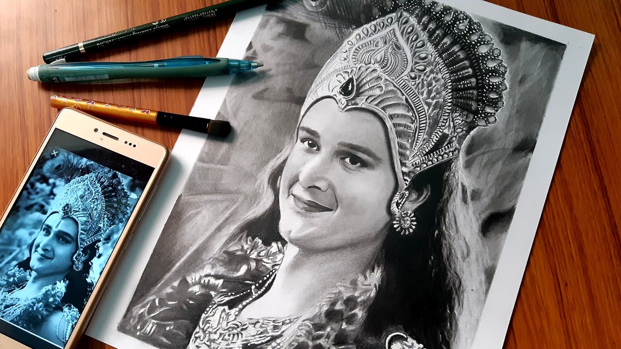 Saurabh Raj Jain Lord Krishna Drawing | Mahabharat serial Saurabh Raj Jain  Drawing - YouTube