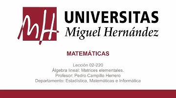 Lección 02-220  Álgebra lineal: Matrices elementales.