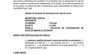 MODELO DE SOLICITUD JUDICIAL DE AUTORIZACIÓN DE VIAJE DE MENOR AL EXTERIOR  - YouTube