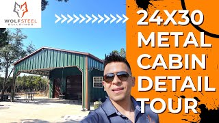 24X30 Metal Garage / Cabin in Texas | WOLFSTEEL BUILDINGS