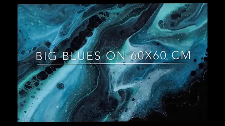 (62) Fluid acrylic pour painting - Big blues with ...