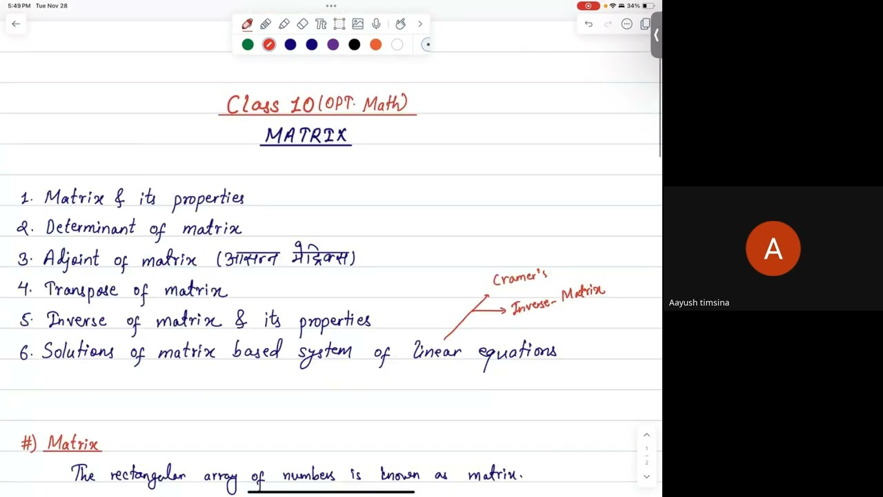 Class 10 Optional Math | Matrix Part 1 | SEE Opt Math | SEE Exam Preparation