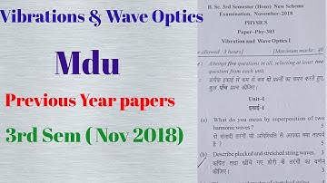Vibration & Wave optics || Bsc physics nov 2018 question paper ||