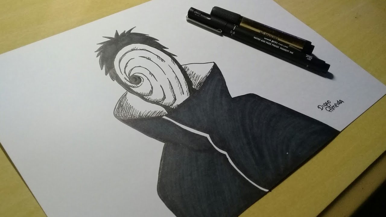 Como desenhar o Obito uchiha (Naruto) passo a passo 