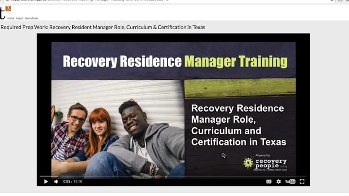 Online Learning Management System Orientation for Texas Recovery Residence Manager Training