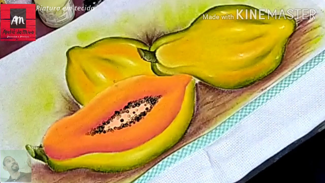 COMO PINTAR FRUTAS EM TECIDO .  MAMÃO, PINTANDO PAPAYA ,
