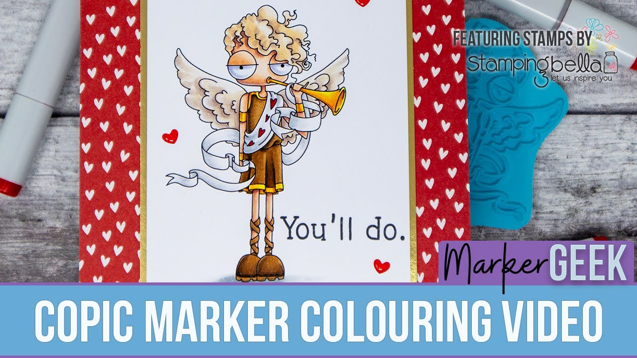 Copic Marker Colouring Stamping Bella Oddball Herald rubber stamp - YouTube