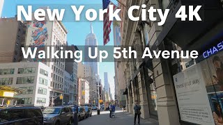 4K Walk, New York City - Walking up Fifth Avenue from Flatiron District to Bryant Park