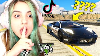 TESTEI os TIK TOKS mais VIRAIS DO GTA V no JOGO!! ENCONTREI o CARRO POLICIAL SECRETO e MITEI..