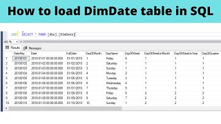 37 How to load DimDate table in SQL | date dimension table example