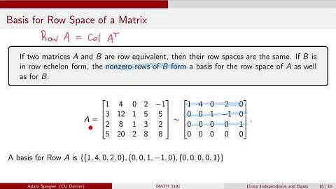 MATH 3191: Finding Basis for Row Space of a Matrix