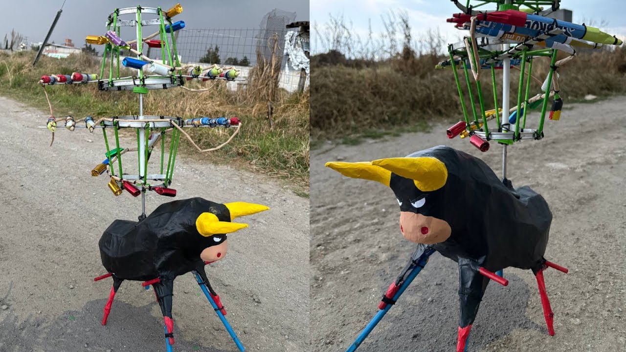 ELABORANDO TORO PIROTECNICO CON TELAR GIRATORIO DOBLE (CHUPACABRAS)