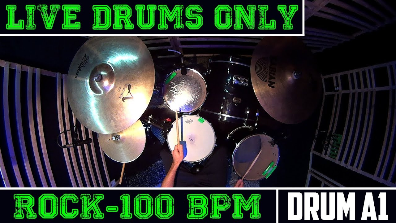 DRUMS ONLY Rock 100 BPM Drum A1 Real Live Drums