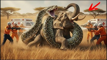 Heroes rescue mother elephant from giant python attack | Animal Rescue