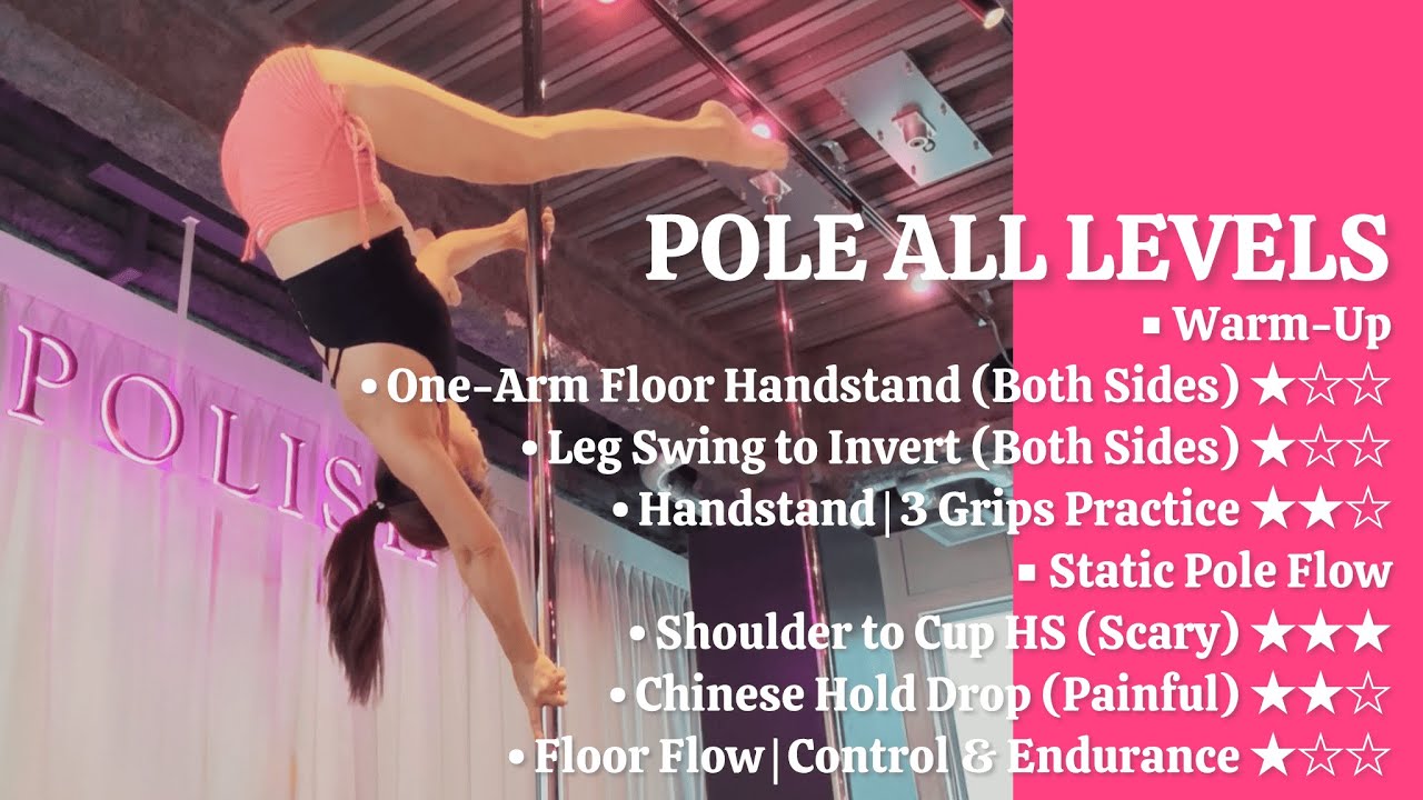 【POLE ALL LEVELS】Warm-Up Both Sides & Static Pole Flow | Handstands, Drops & Control