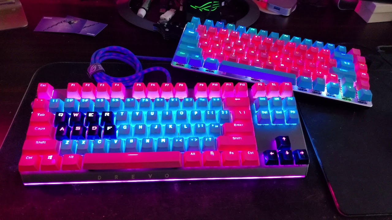 pink and blue keycaps 60 percent