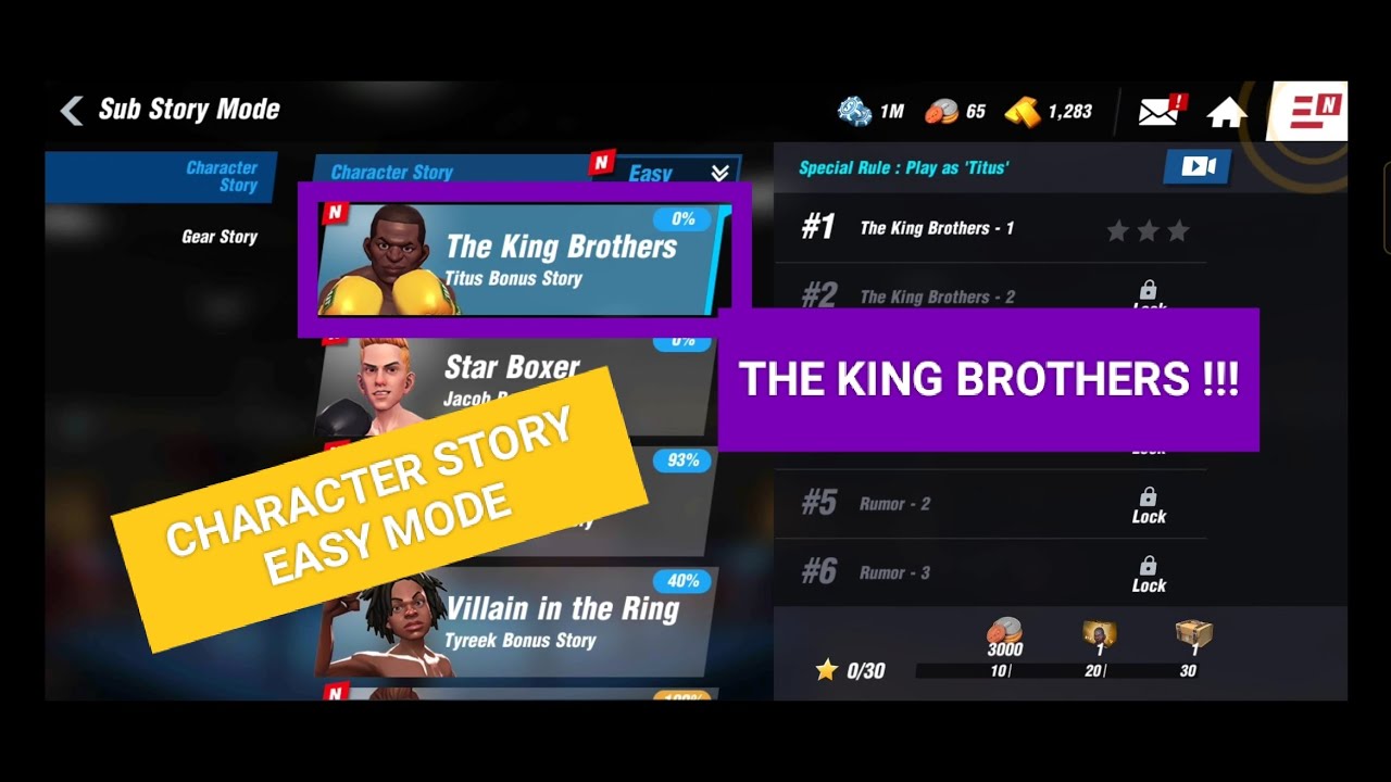 BOXING STAR | CHARACTER STORY MODE - THE KING BROTHERS !!! | JAB STUNNER HUNTER SKILLS | MODE - EASY