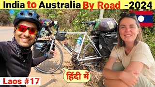 Foreigner Girl Reaction On My Cycle Tour In Laos India To Australia By Road