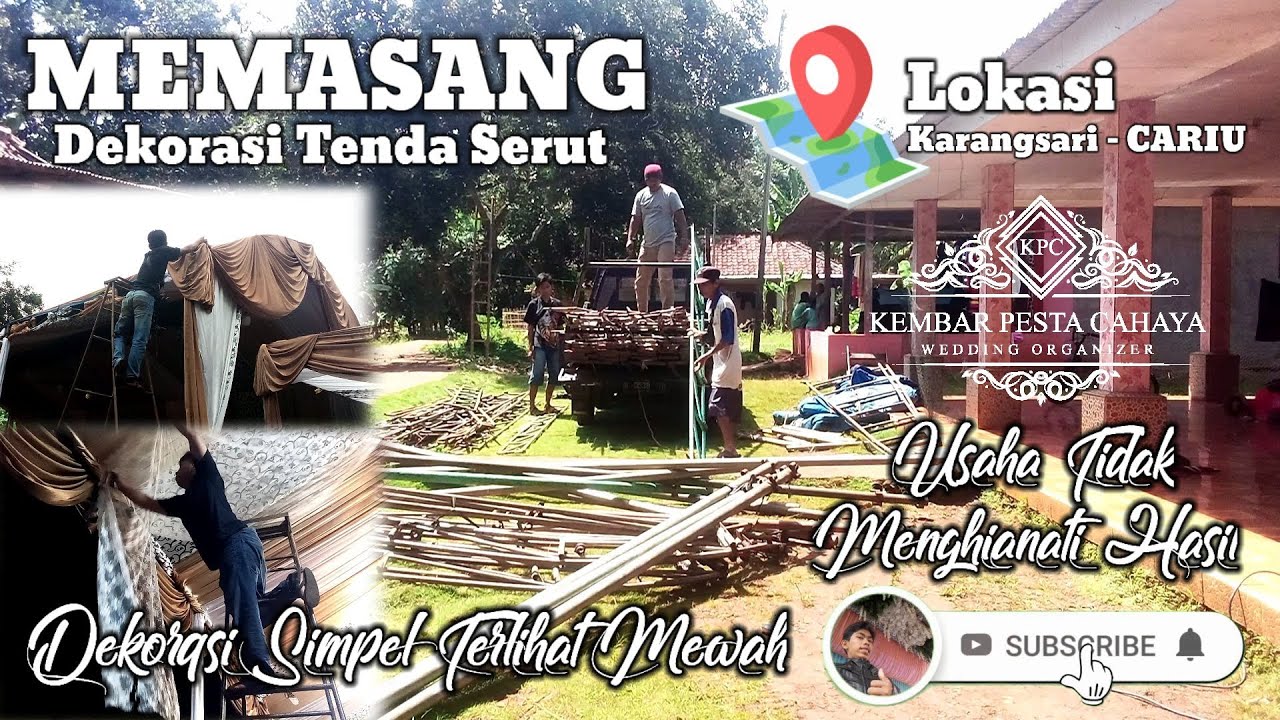 MEMASANG Dekorasi Tenda Pernikahan Terbaru Model Serut Terlihat Mewah | Kembar Pesta Cahaya