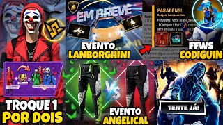 CORRE!! CÓDIGO INFINITO DO FFWS 2023, CAMISA DE TIME, CALÇA ANGELICAL, YIN  YANG, NOVIDADES FREE FIRE 