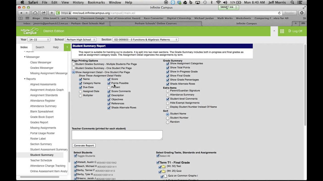 Grade Reports in Infinite Campus YouTube