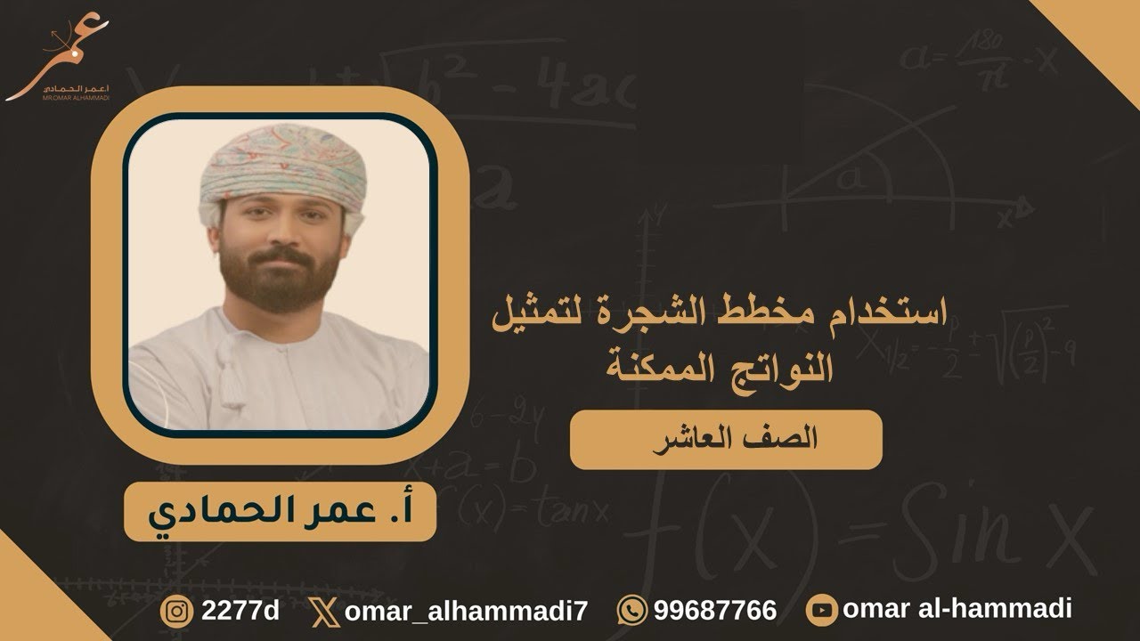 12  - 1  استخدام مخطط الشجرة لتمثيل النواتج الممكنة - الصف العاشر( الفصل الثاني) ، أ.عمر الحمادي