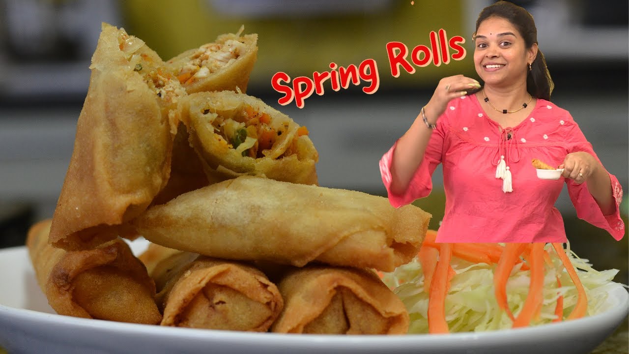 Veg Spring Rolls Recipe - Swasthi's Recipes