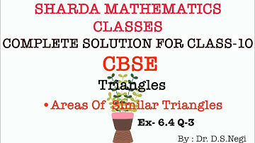 【CBSE Class 10 Maths】Ex 6.4 Q3 | Areas of Similar Triangles | Easy Step-by-Step Solution