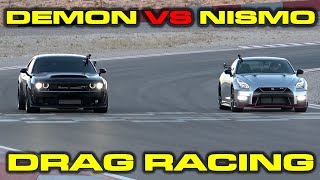 Dodge Demon vs Nissan GTR Nismo Drag Racing at Speed Vegas