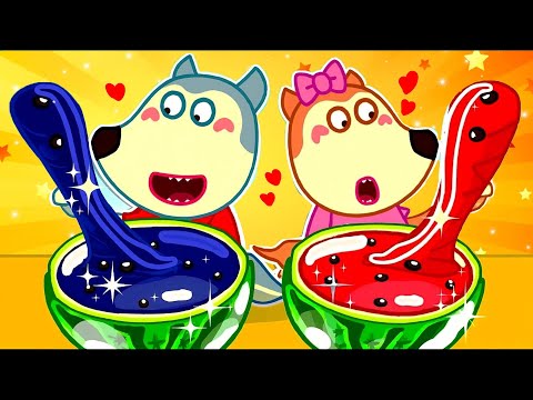 من سيفوز بسلايم البطيخ الأزرق والأحمر Wolfoo In Arabic Nova Nest 