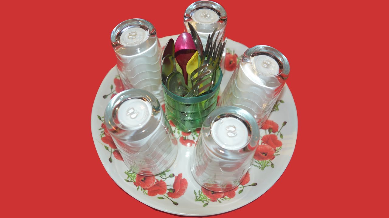 DIY Kitchen organizer| reuse plastic bottle ideas| Glasses &Spoon stand
