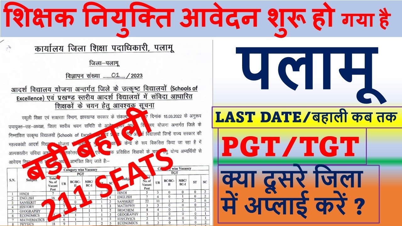 Palamu district teacher appointment in Jharkhand 