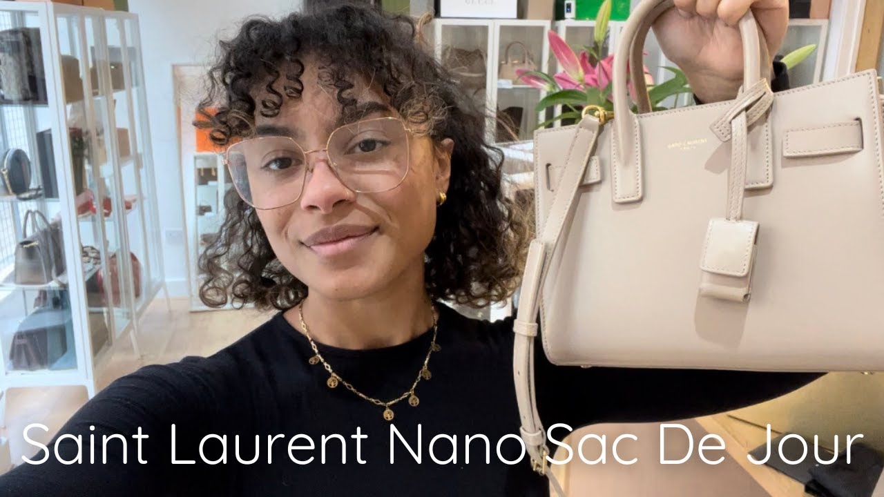 Saint Laurent Nano Sac de Jour Leather Top Handle Bag Sea Salt