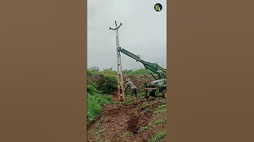 🚜 ટ્રેક્ટર થી પોલ ઉભો કરવો⚡ #pgvcl #biparjoycyclone