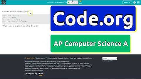 Code.org Lesson 7.2 String Methods | Tutorial with Answers | CSA Unit 6