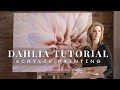 Dahlia acrylic painting tutorial  timelapse with free reference photo  floral painting lesson