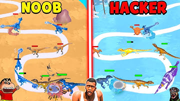 SHINCHAN NOOB vs PRO vs HACKER in DINO MERGE with FRANKLIN & CHOP | DREAM SQUAD