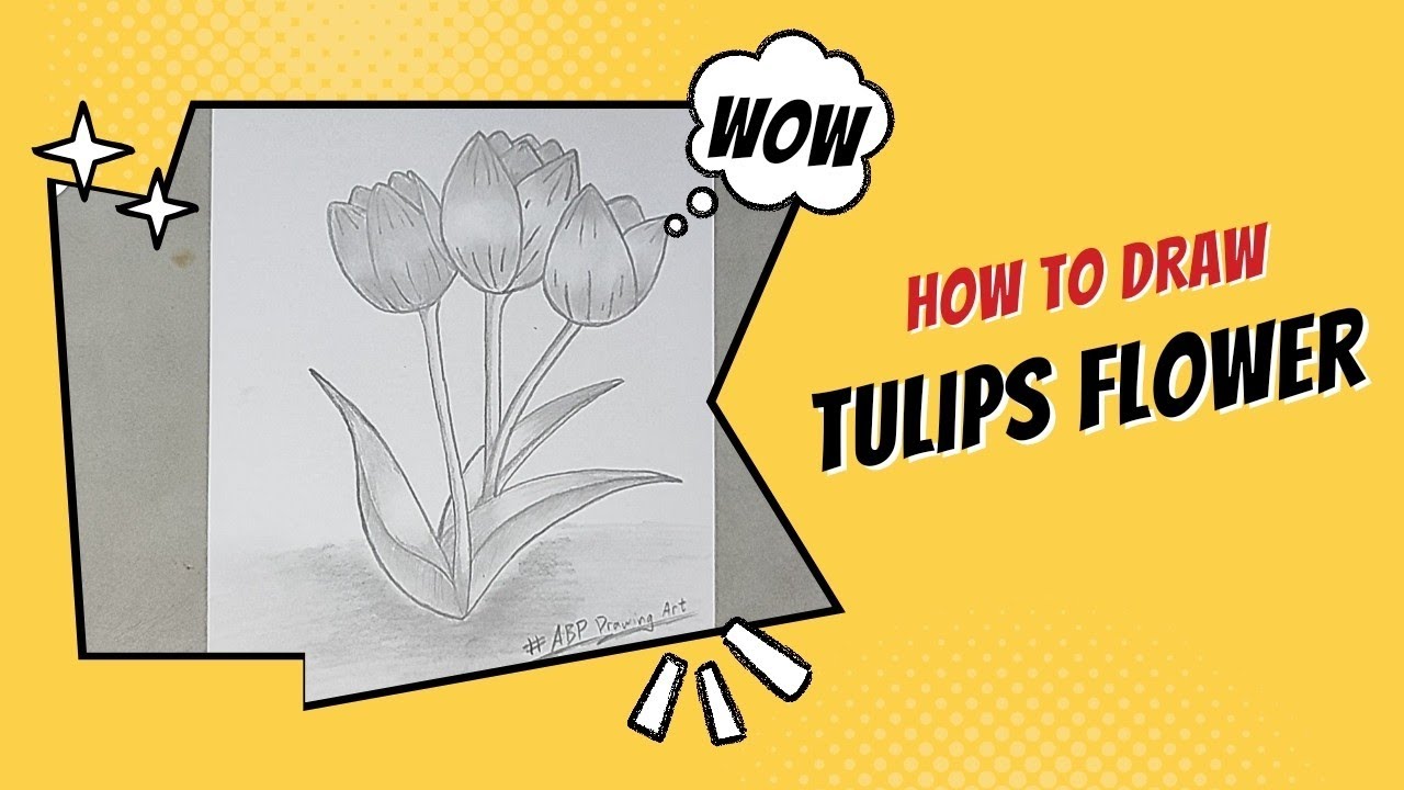 Tulips drawing easy 🌷 How to draw tulips for beginners easy drawing pencil sketch YouTube