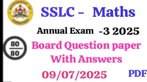 SSLC Exam 3 Maths Model Question Paper with Answers 2025 |10th Maths Passing Package |English Medium