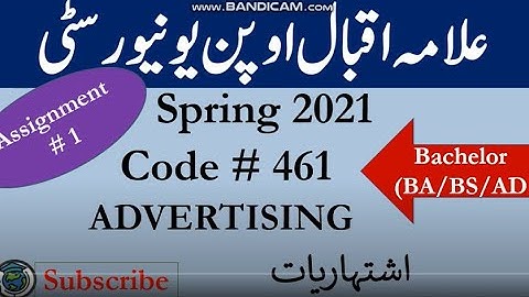 AIOU Code 461 Solved Asignment No.1 Spring  2021 | Subject: Advertising | Level: Bachelor/BA