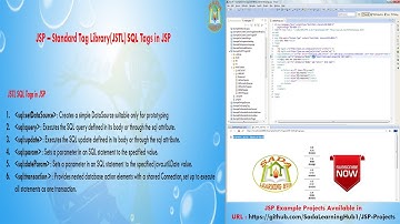 Lesson - 21 : JSP - JSTL SQL Tags in JSP