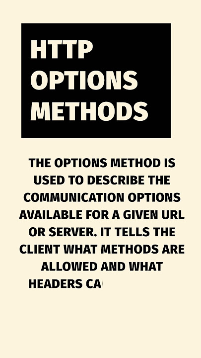 HTTP OPTIONS Methods | https request, OPTIONS requests