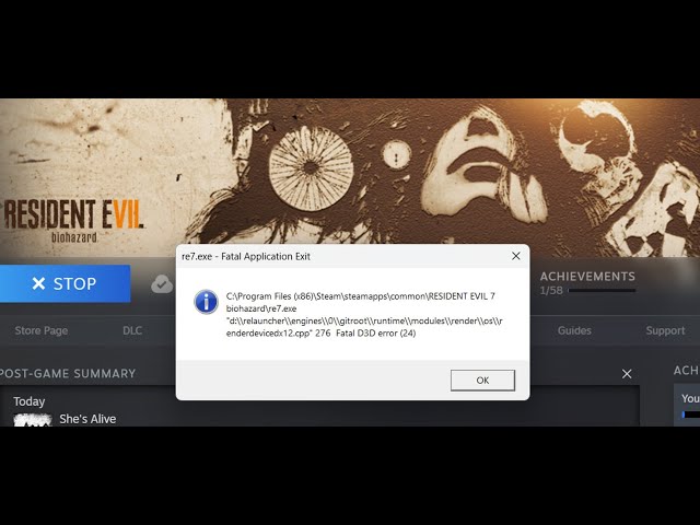 Fix Resident Evil 7 Biohazard/RE7 Fatal D3D Error/re7.exe