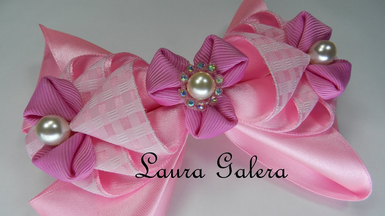 🎀 Moño rosa muy fácil , hazlo con un peine !! Pink bow very easy with ...