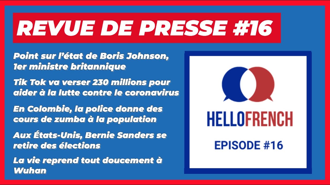 Episode 16 podcast News in French 5 April 2020 YouTube