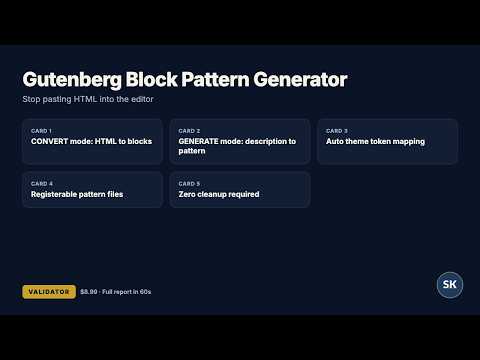 Gutenberg Block Pattern Generator demo