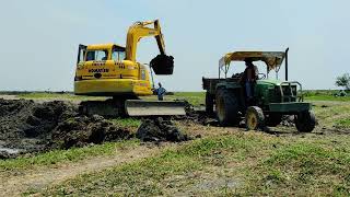 poclain Jcb and John Deere 2 tractor and 1 sonalika tractor || Soil buoy work is in progress ||