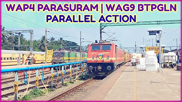 Extreme Rare Parallel Action @ Shoranur Junction ⏩ Parasuram Express Vs BTPGLN Wagons