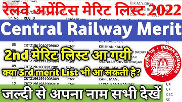 Central Railway Apprentice 2nd Merit list pdf 2022 Document Verification , RRC CR Apprentice DV 2022