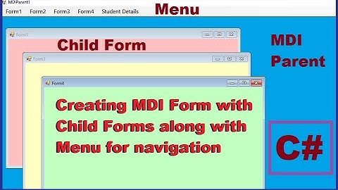 C# MDI Form with Child Forms along with menu for navigation | C Sharp | Visual Studio |